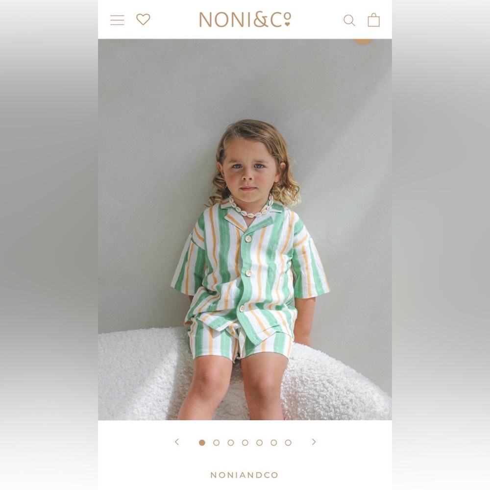 Noni the Label Boys Green and White Striped Sorrento Linen Set